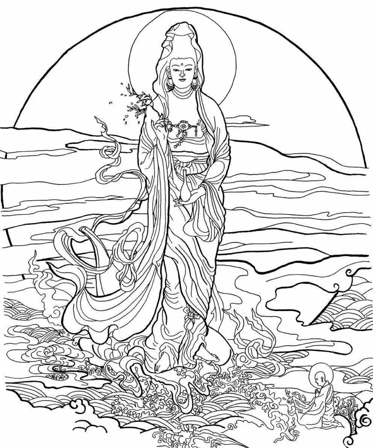 Раскраска мирный буддизм