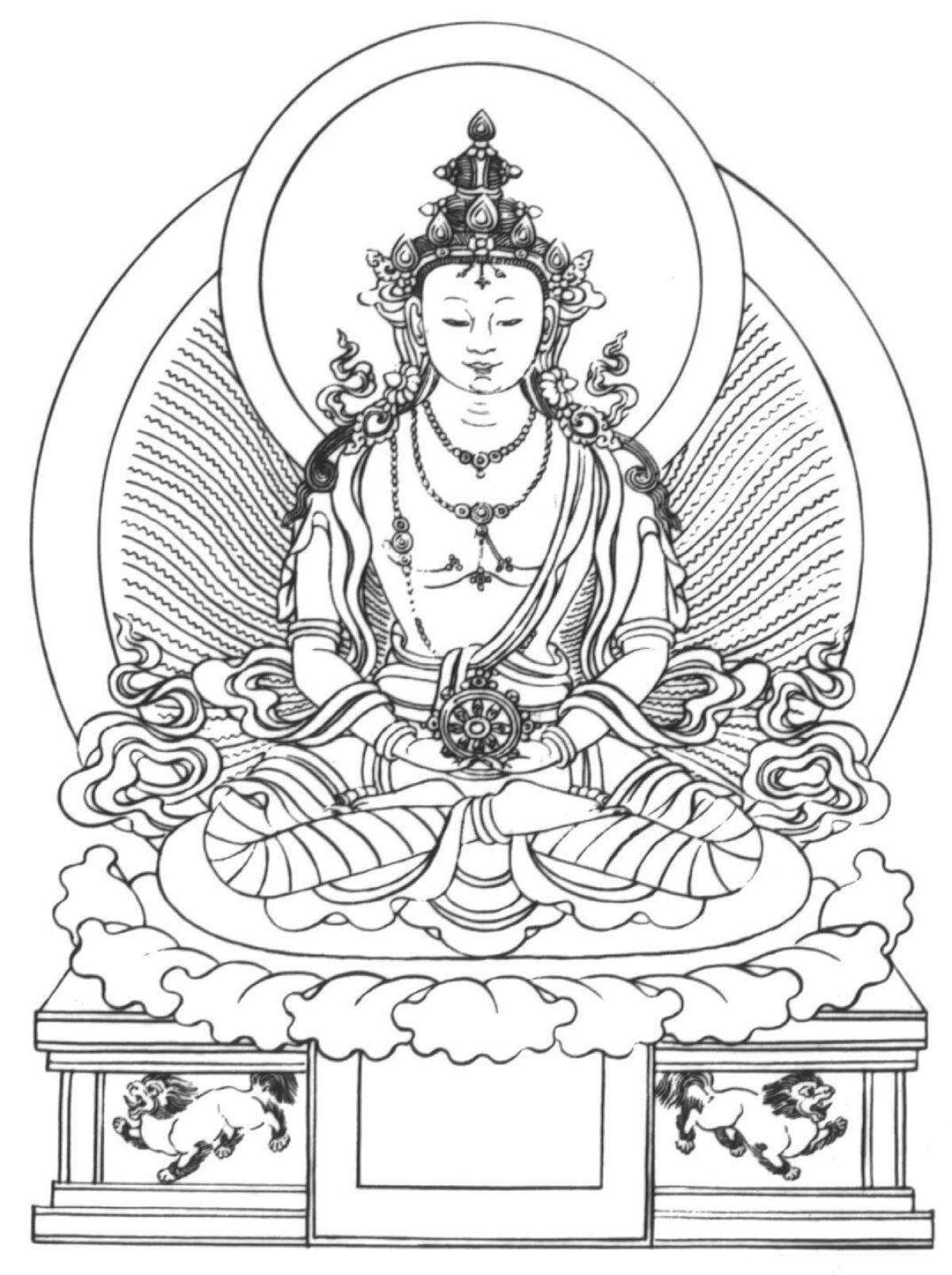 Coloring book glowing buddhism