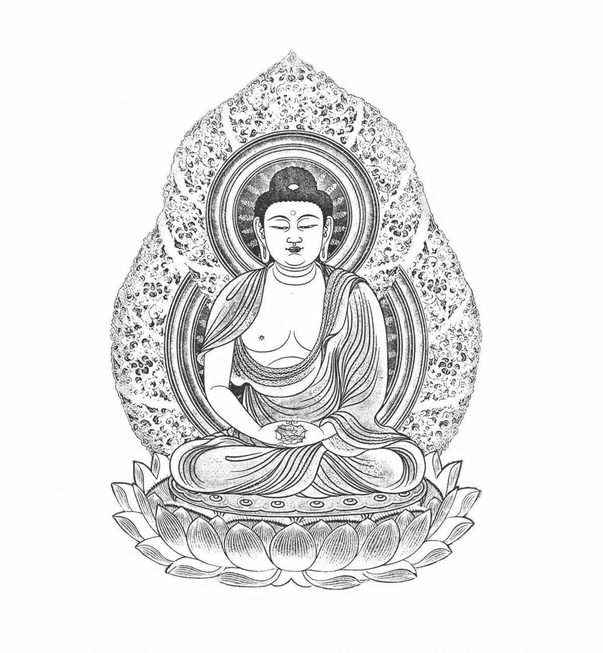 Charming buddhism coloring page