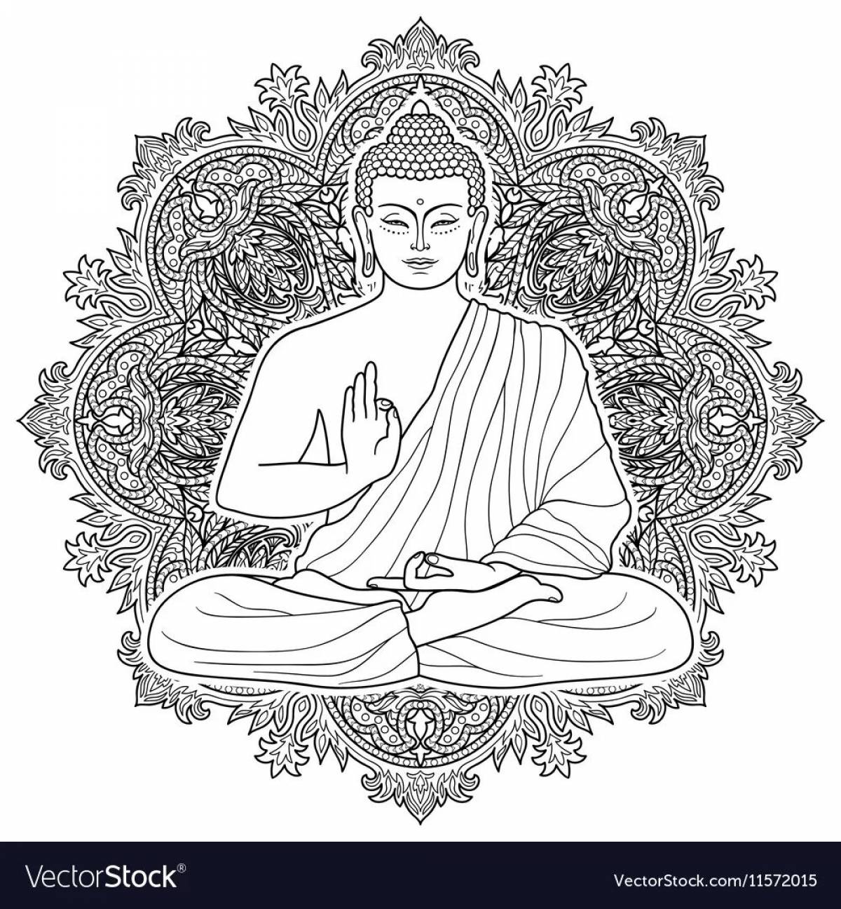 Awesome buddhism coloring page