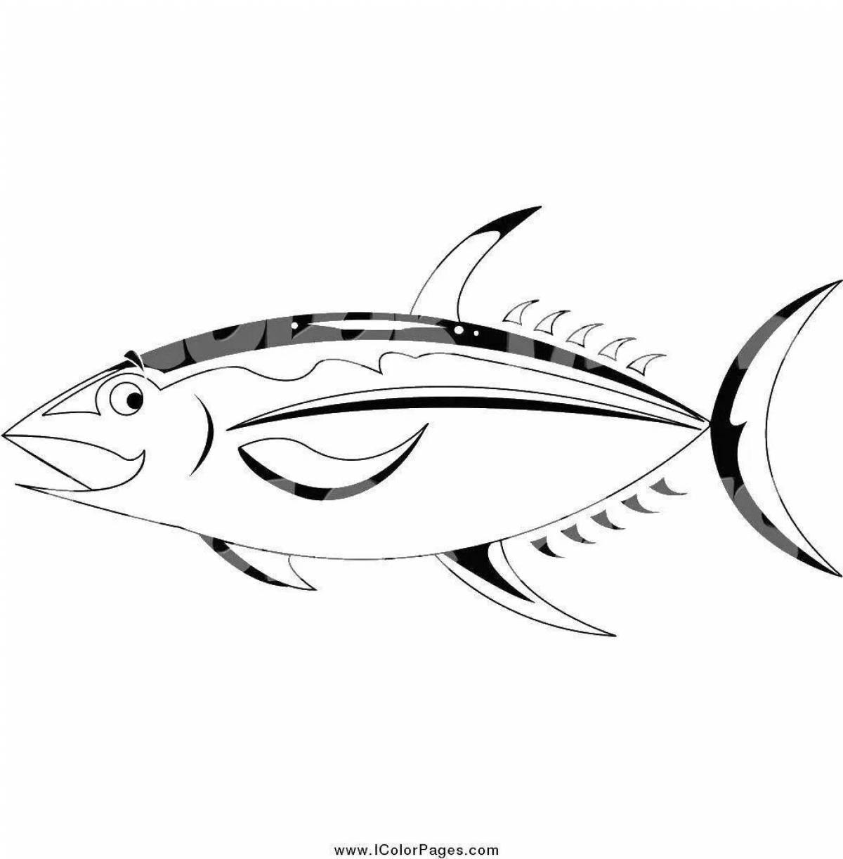 Colorful tuna coloring page
