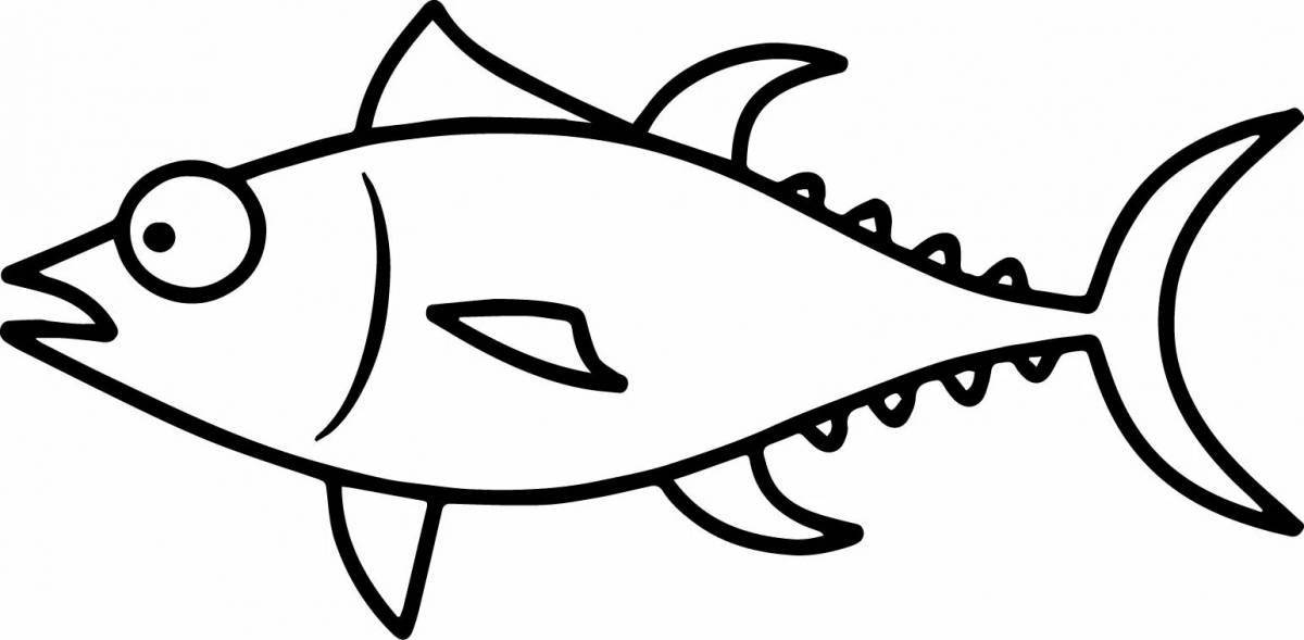 Анимированная страница раскраски тунца