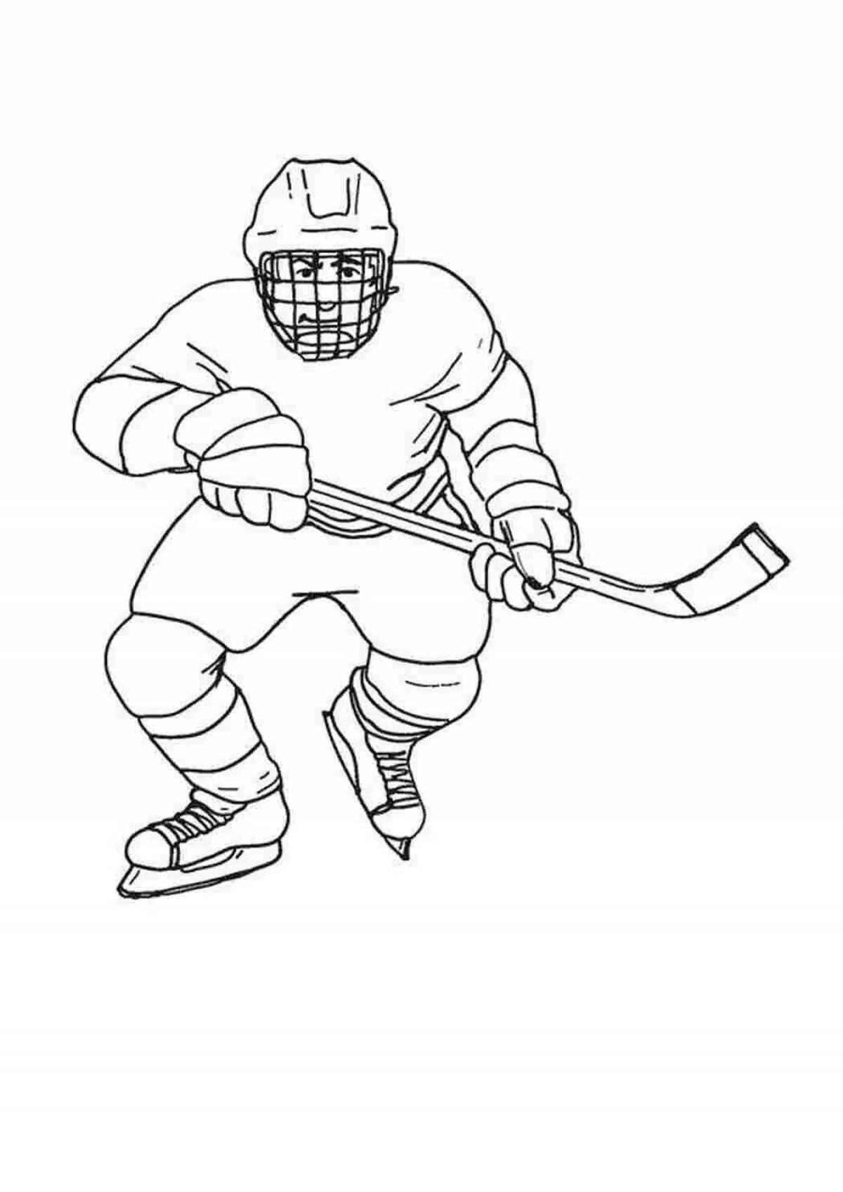 Funny hockey coloring page