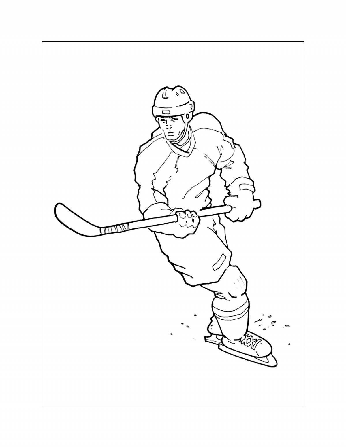 Photo Playful hockey coloring page