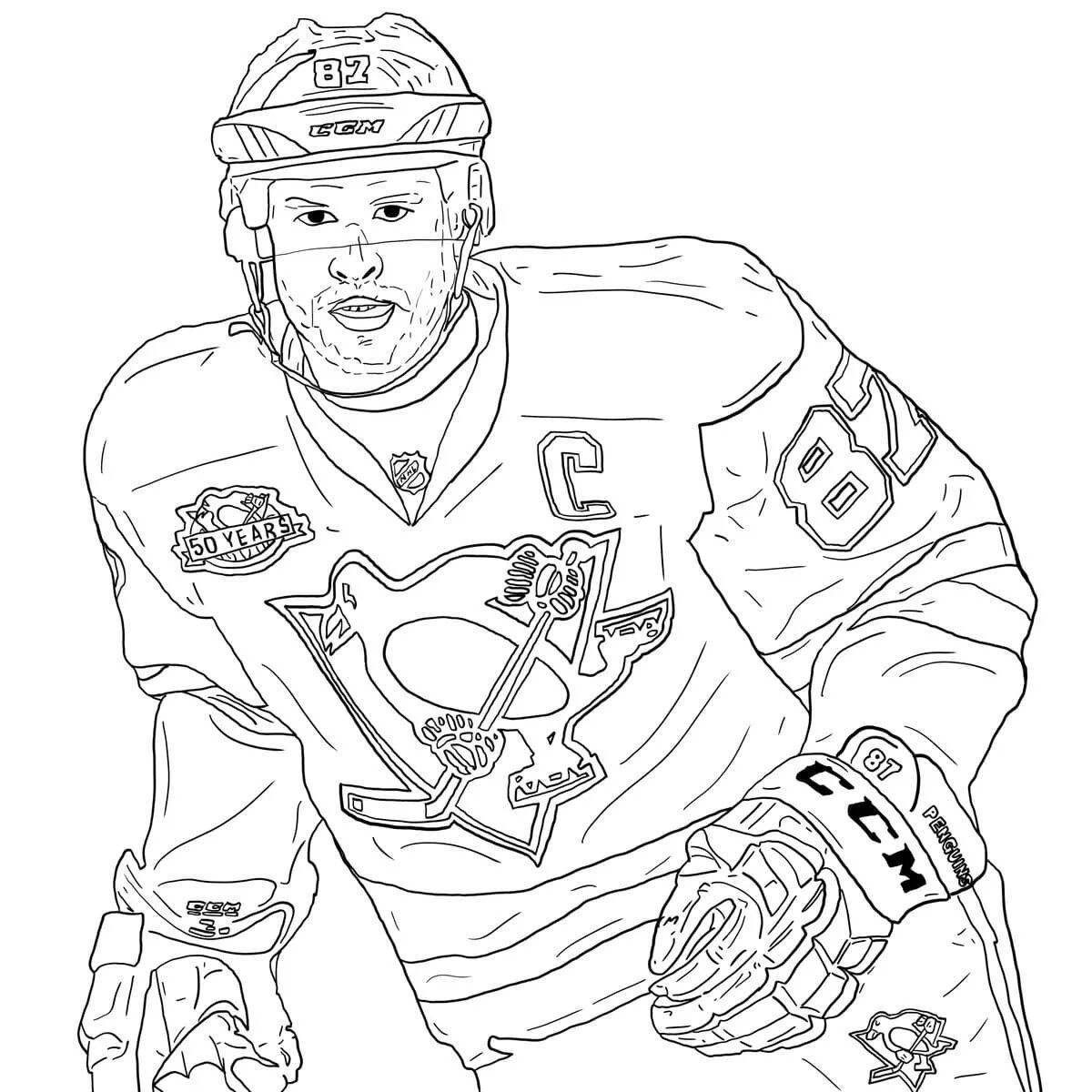 Dynamic hockey coloring page