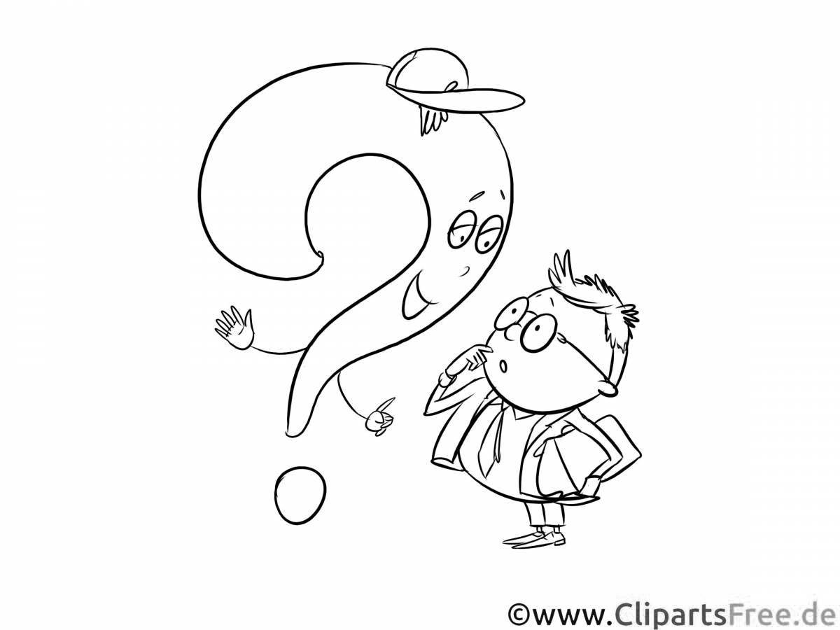 Coloring page with questions