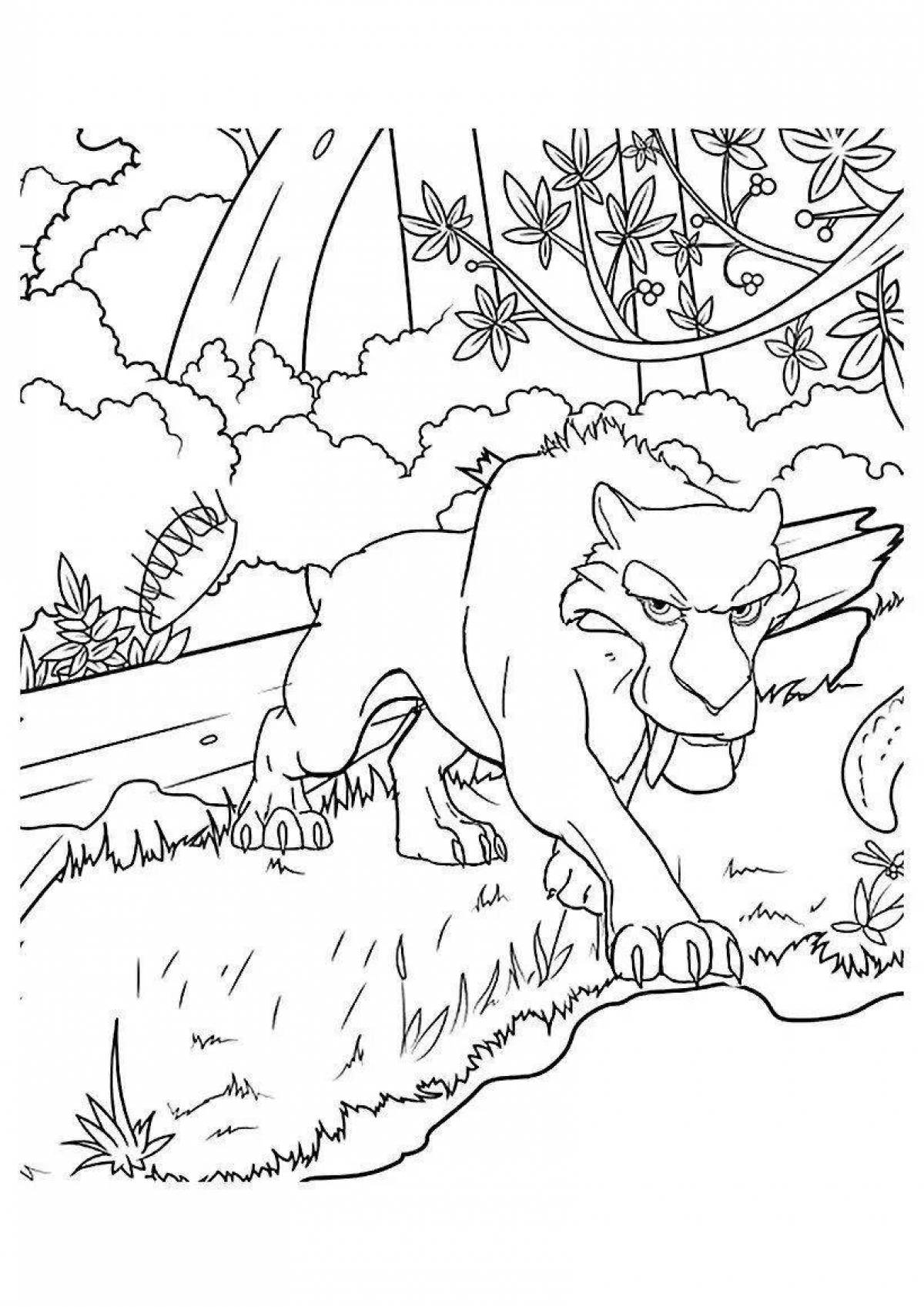 Photo Coloring majestic saber-toothed tiger