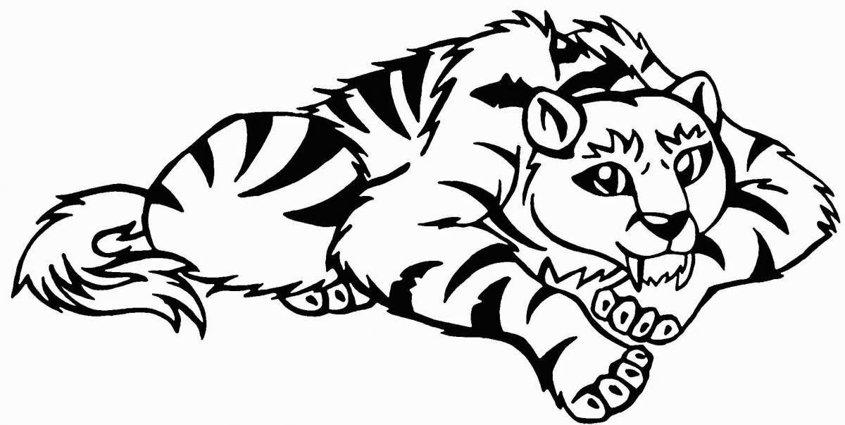 Раскраска сияющий саблезубый тигр