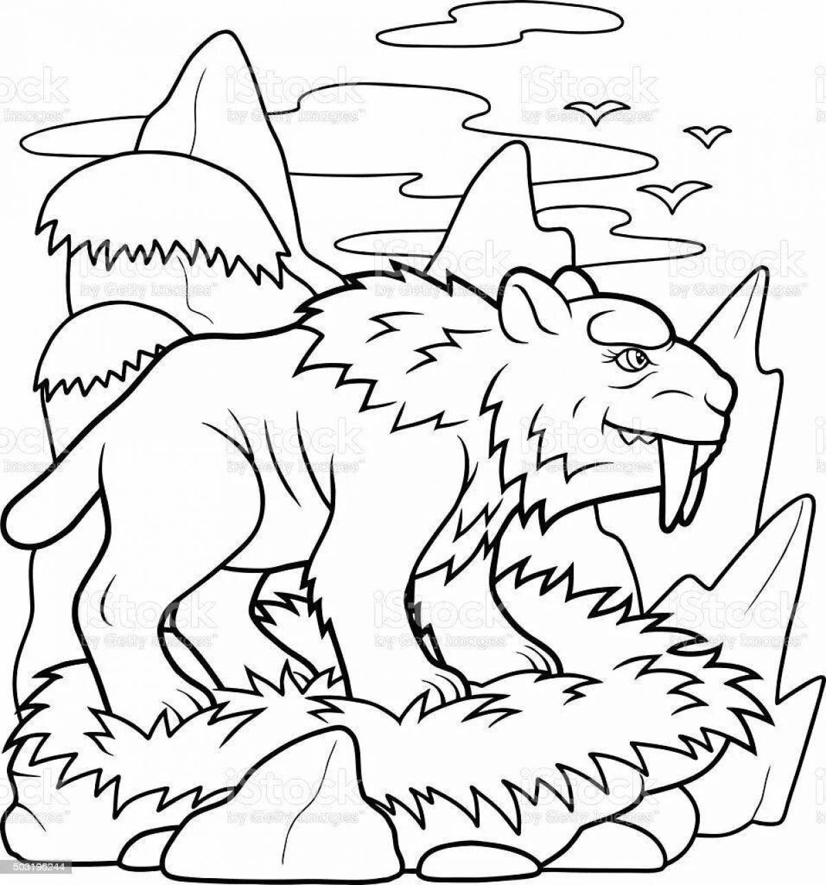 Awesome saber tooth tiger coloring book