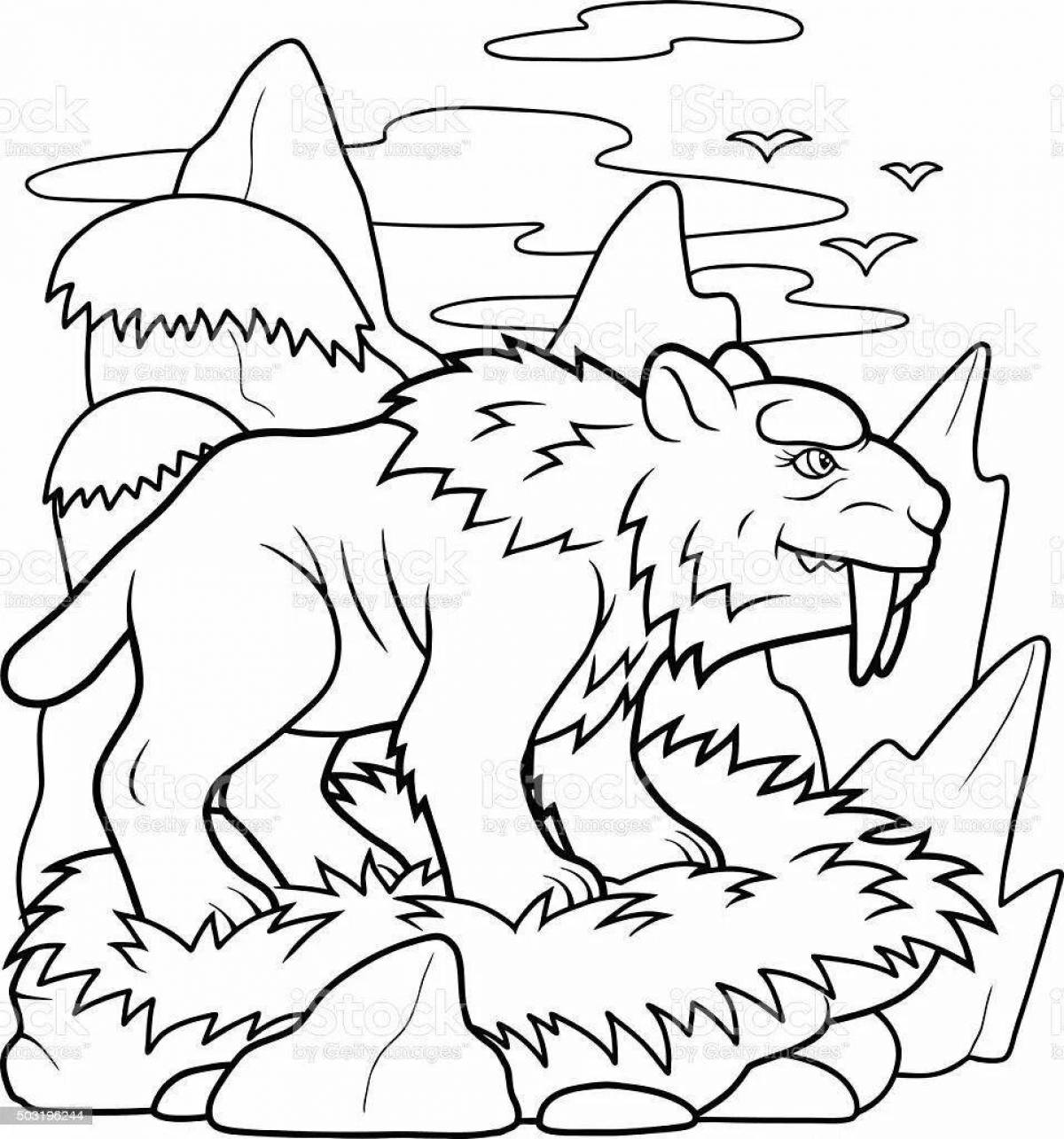 Photo Awesome saber tooth tiger coloring book