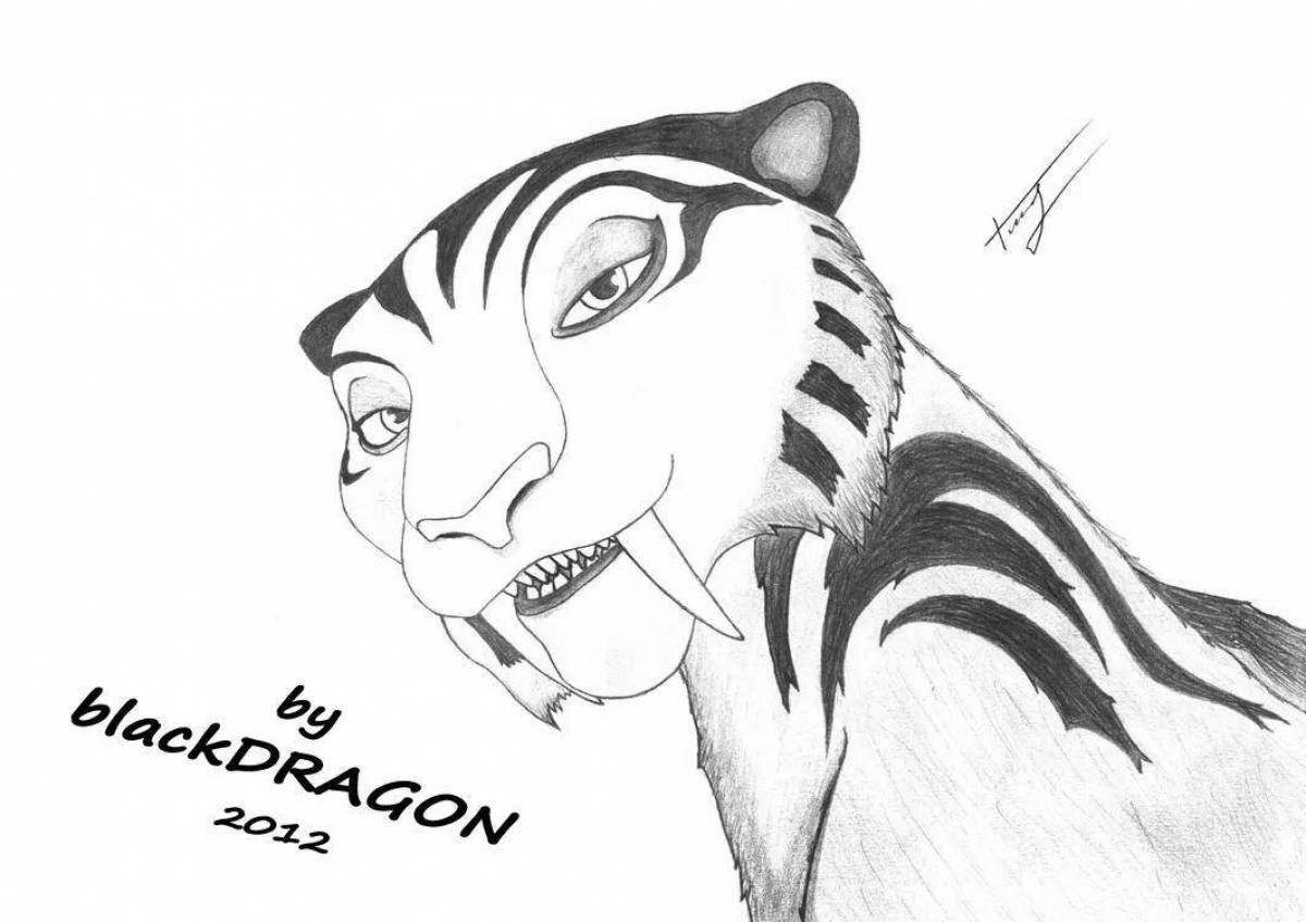 Photo Great saber-toothed tiger coloring page
