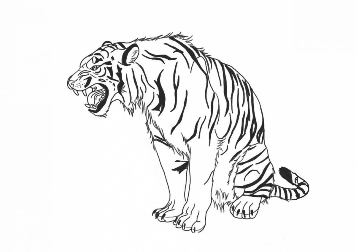 Brightly colored saber tooth coloring page