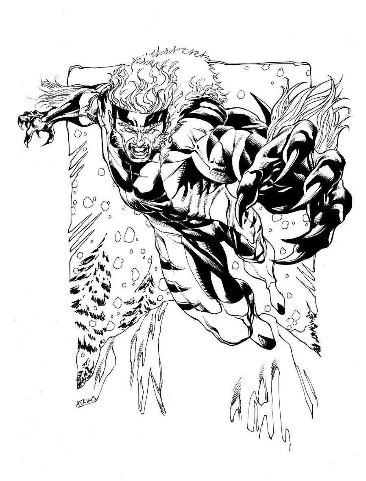 Photo Colorful sabertooth coloring page