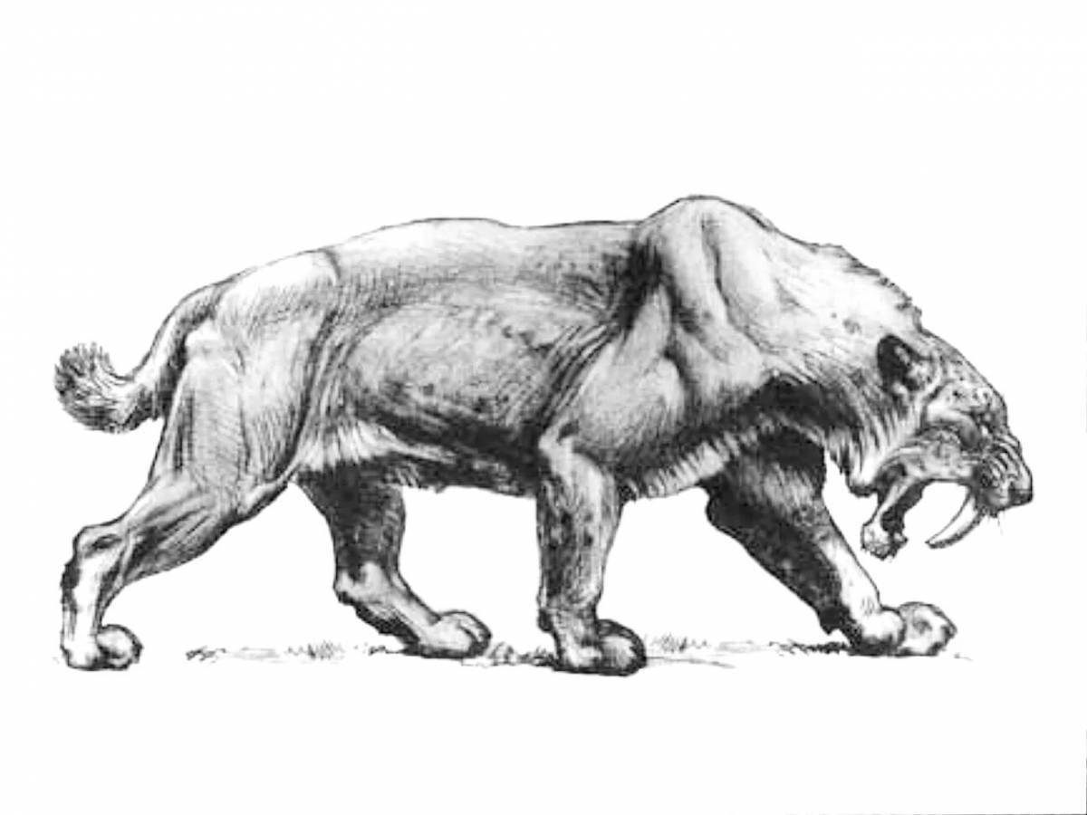 Bright coloring saber-toothed tiger