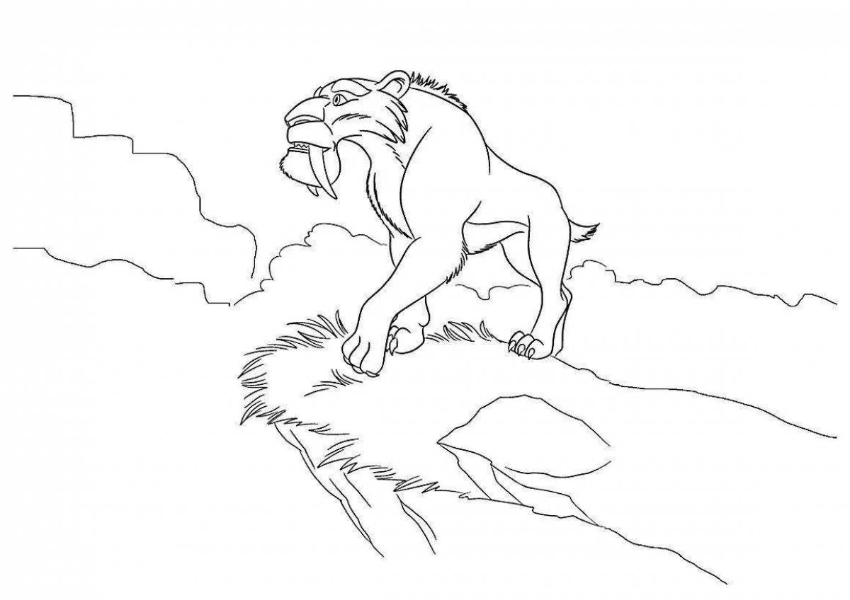 Photo Art coloring saber-toothed tiger