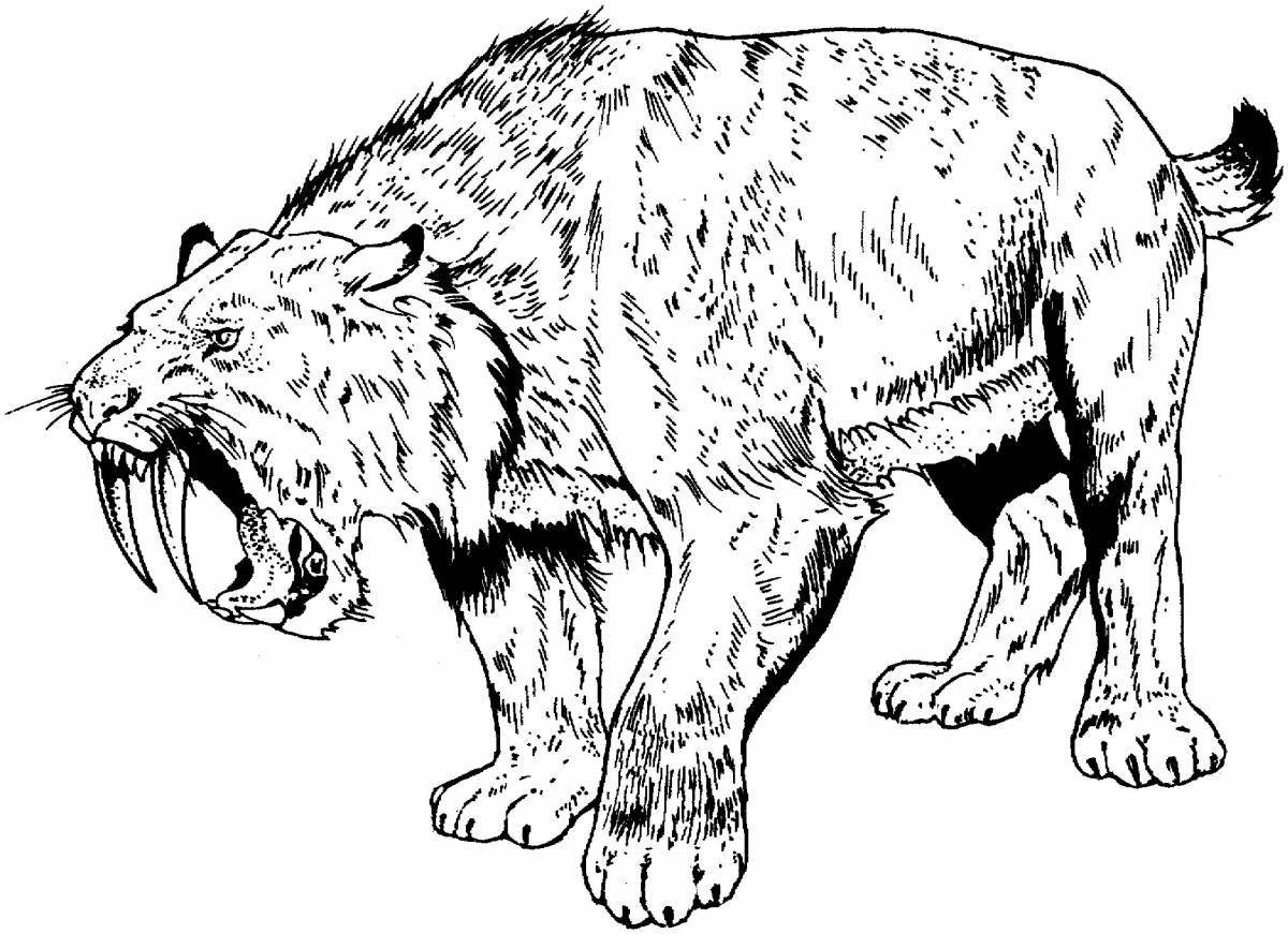 Unique saber-toothed tiger coloring page