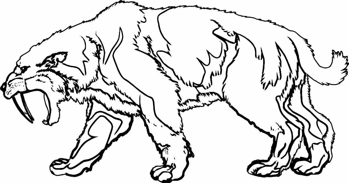 Adorable saber-toothed tiger coloring book