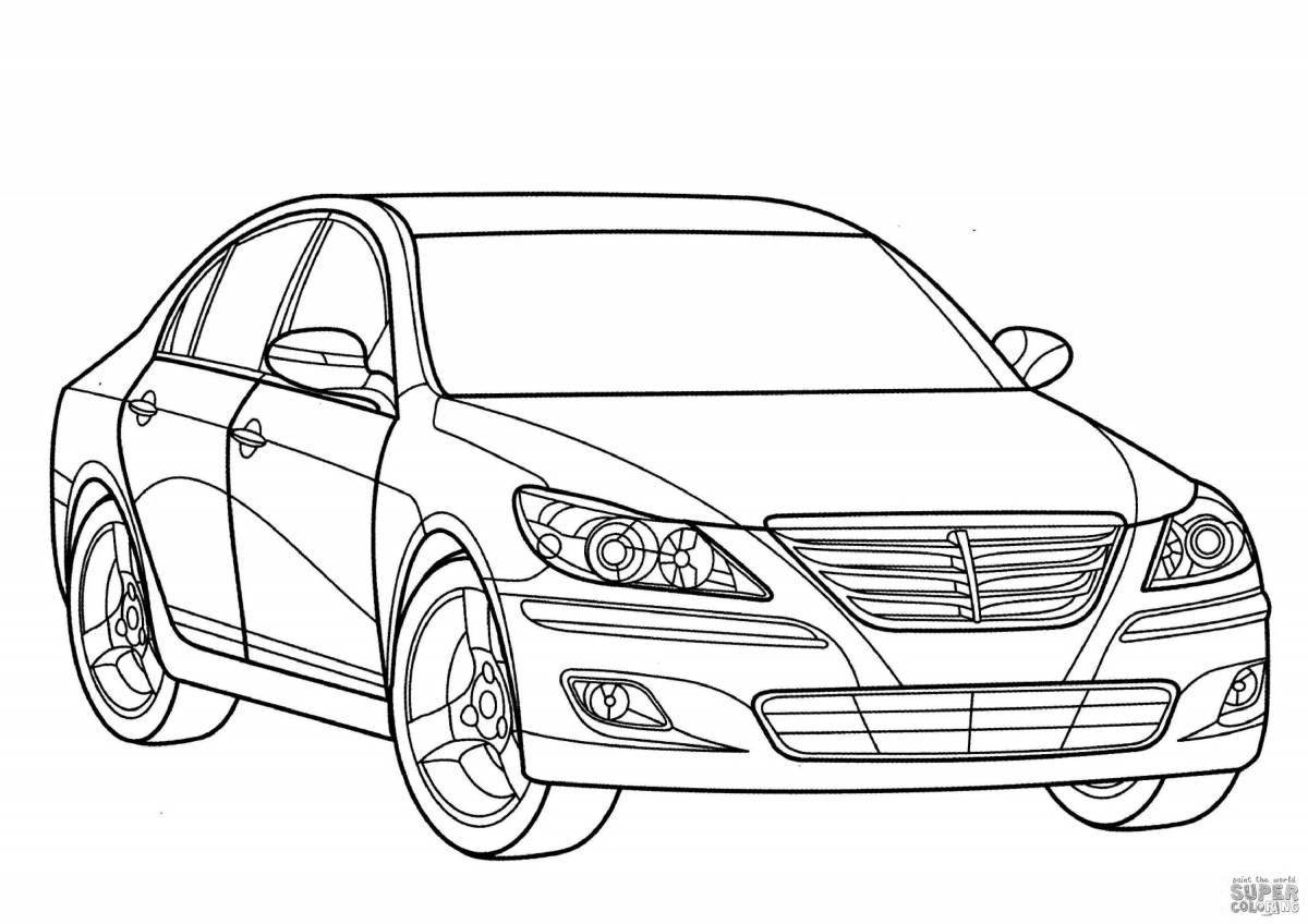 Colorful sedan coloring page