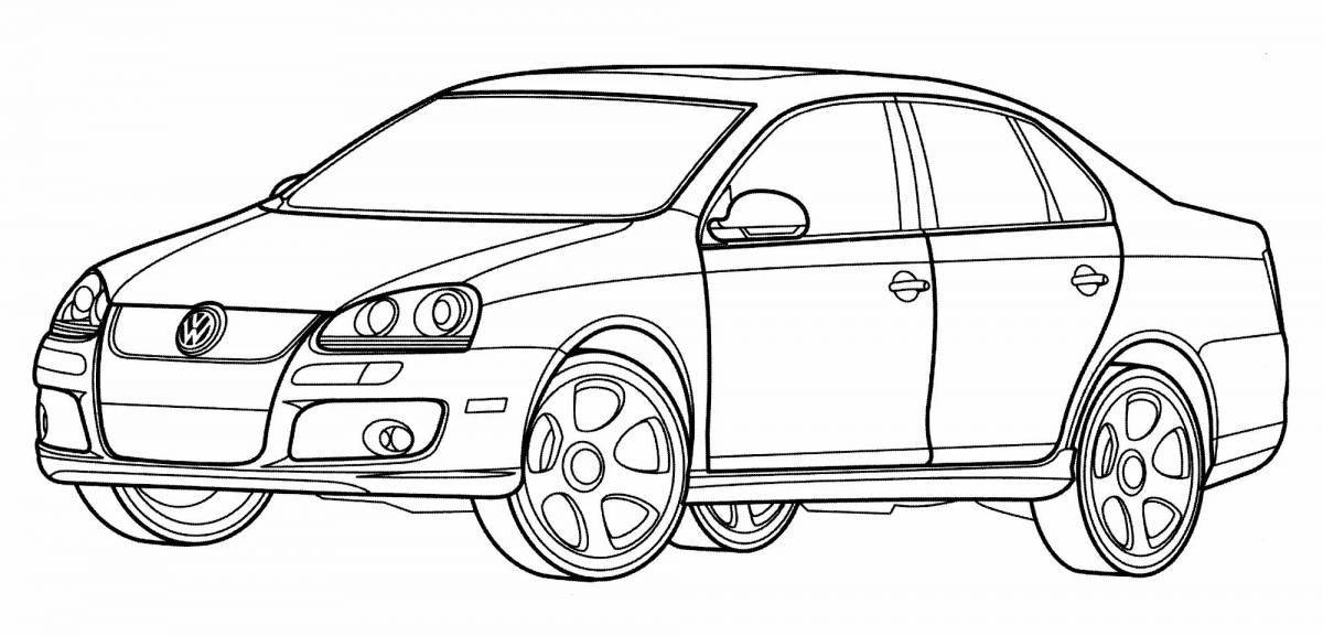 Coloring book shining sedan