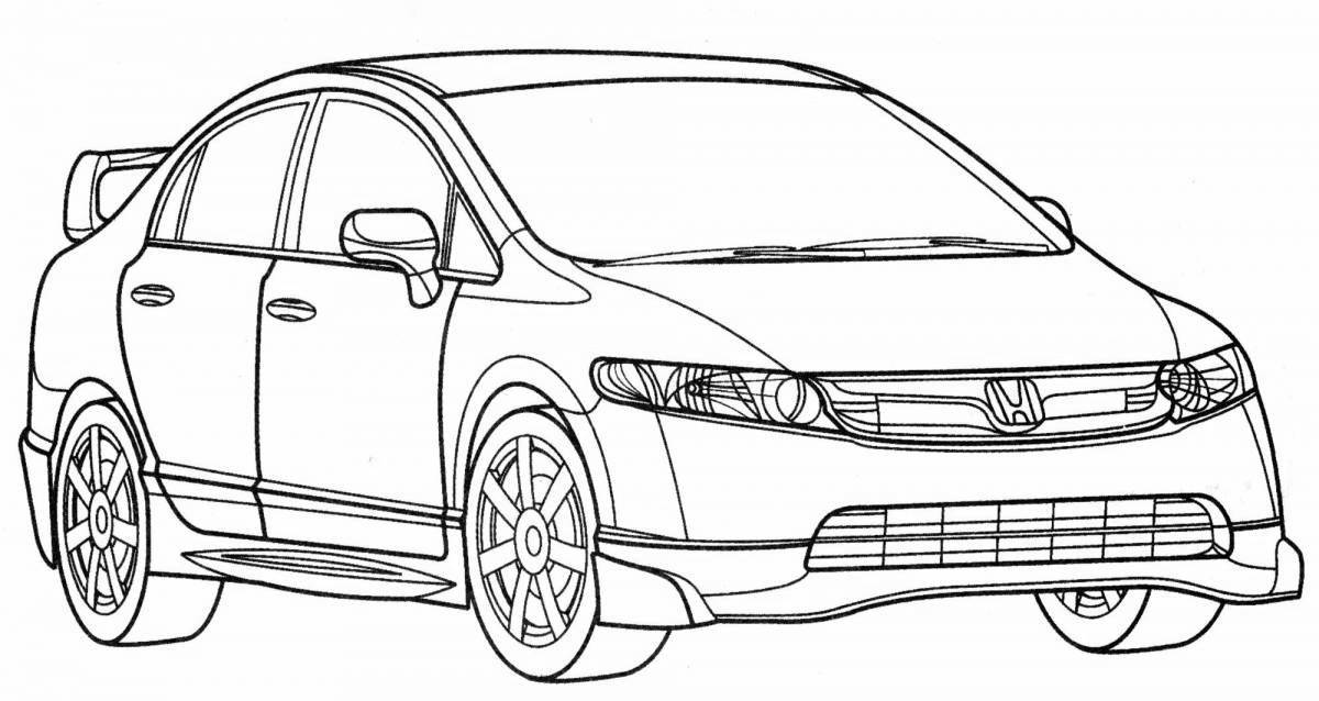 Coloring page for a sleek sedan