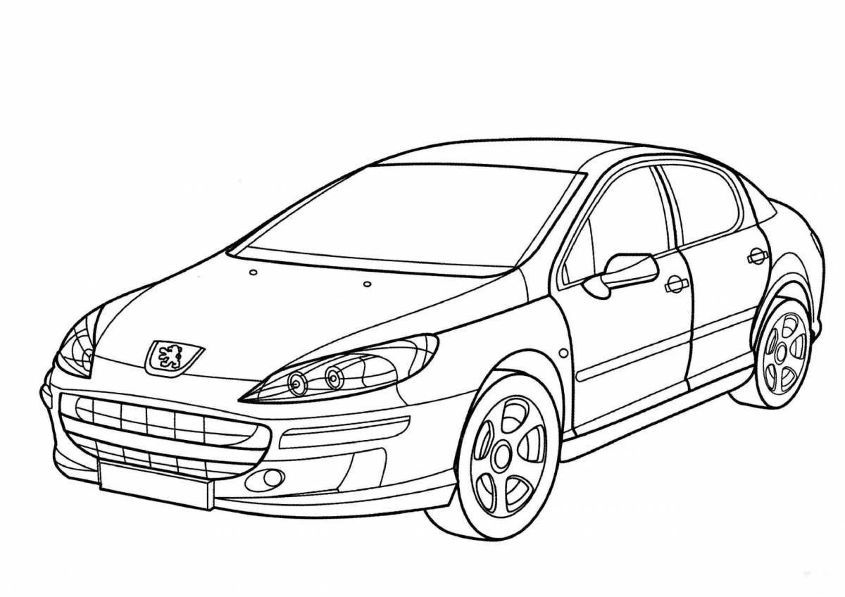 Coloring page of the bold sedan