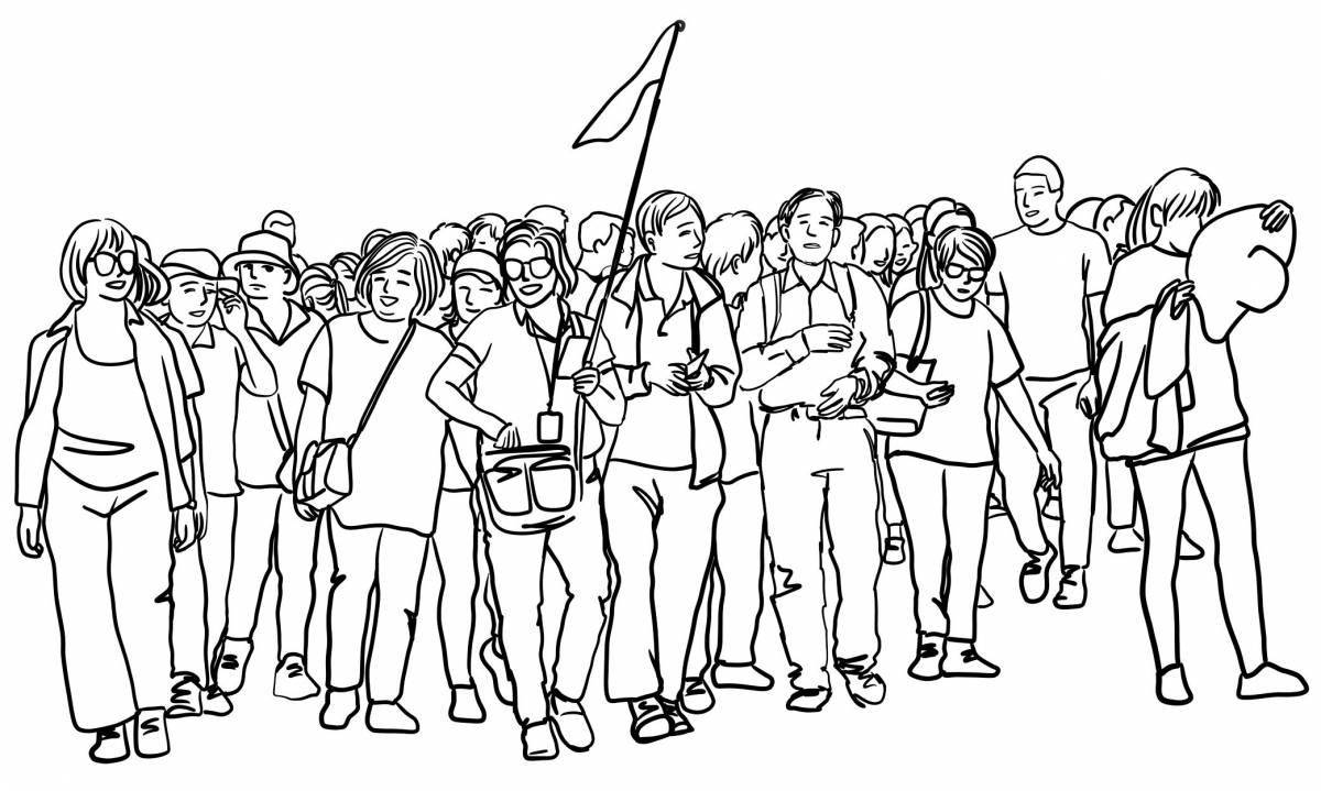 Colorful volunteer coloring page
