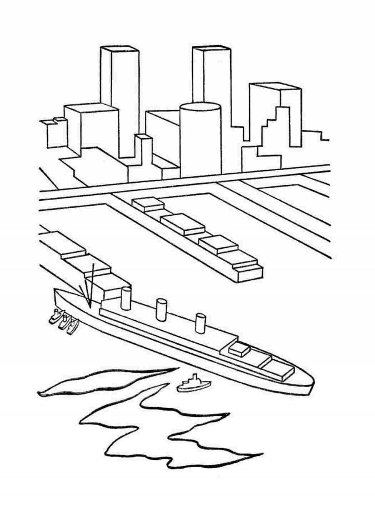 Coloring page inviting port