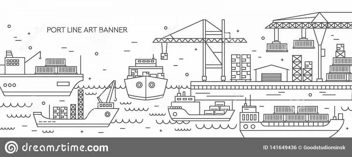 Awesome port coloring page