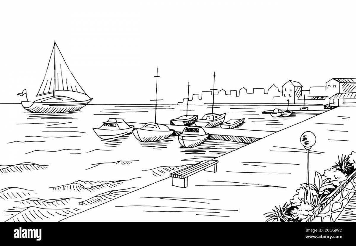 Shiny port coloring page