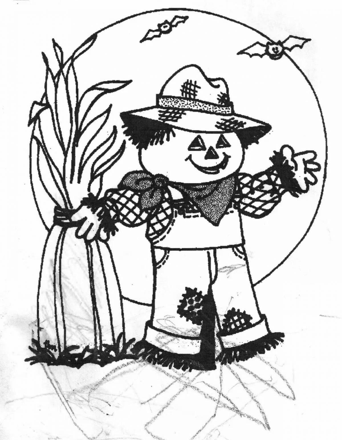 Coloring book funny scarecrow