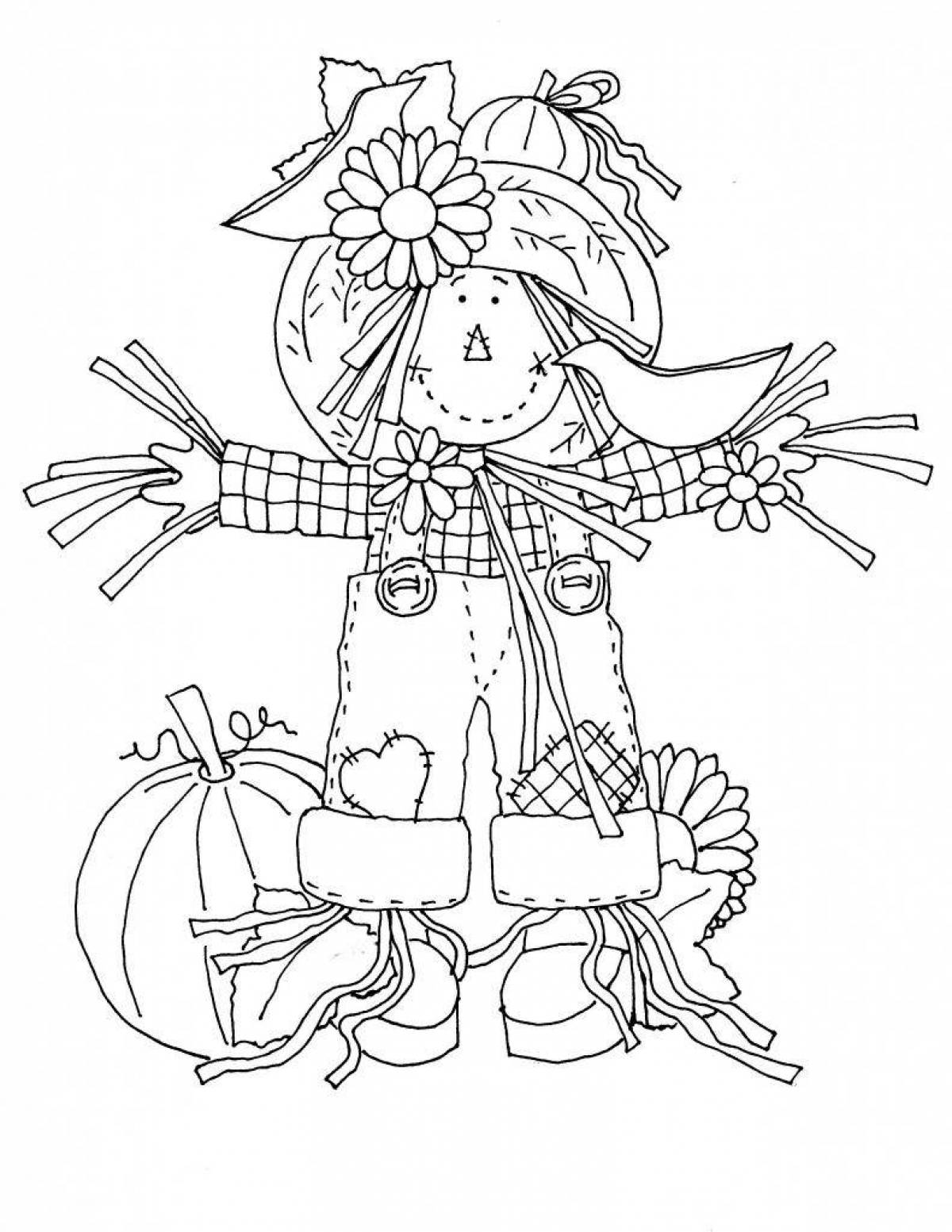 Coloring page happy scarecrow