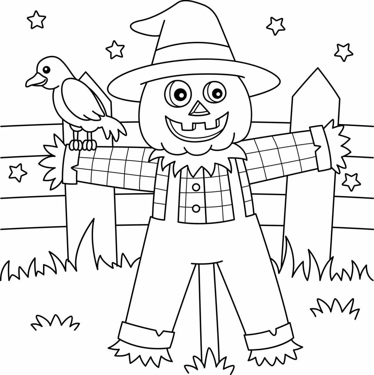 Animated scarecrow coloring page