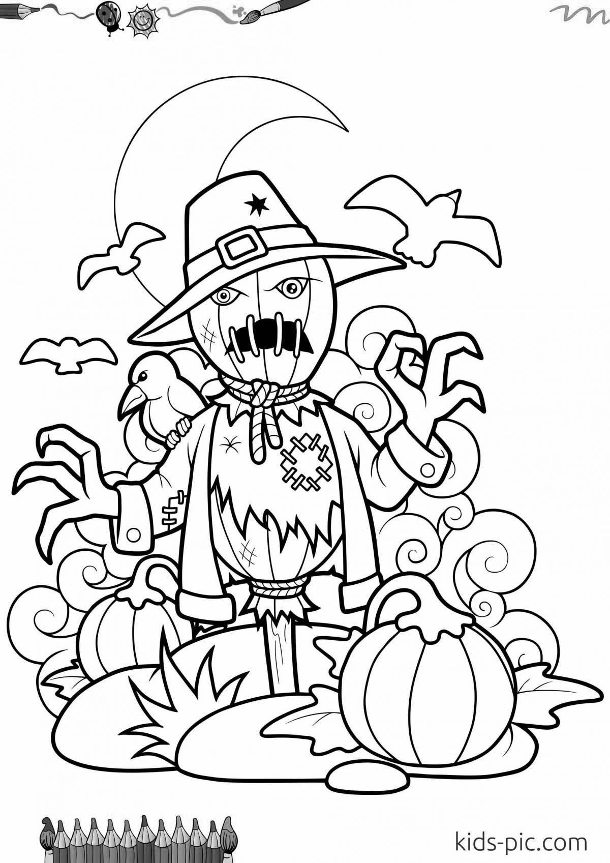 Coloring page adorable scarecrow