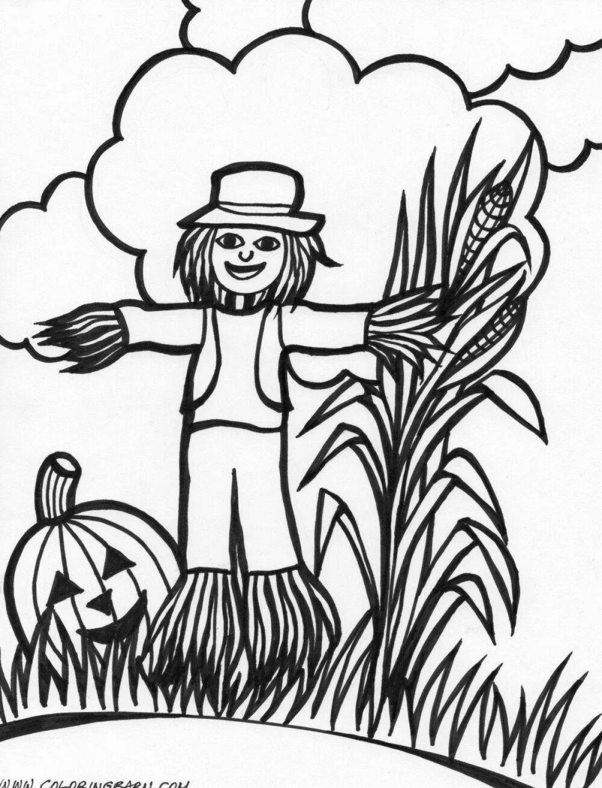 Rampant scarecrow coloring page