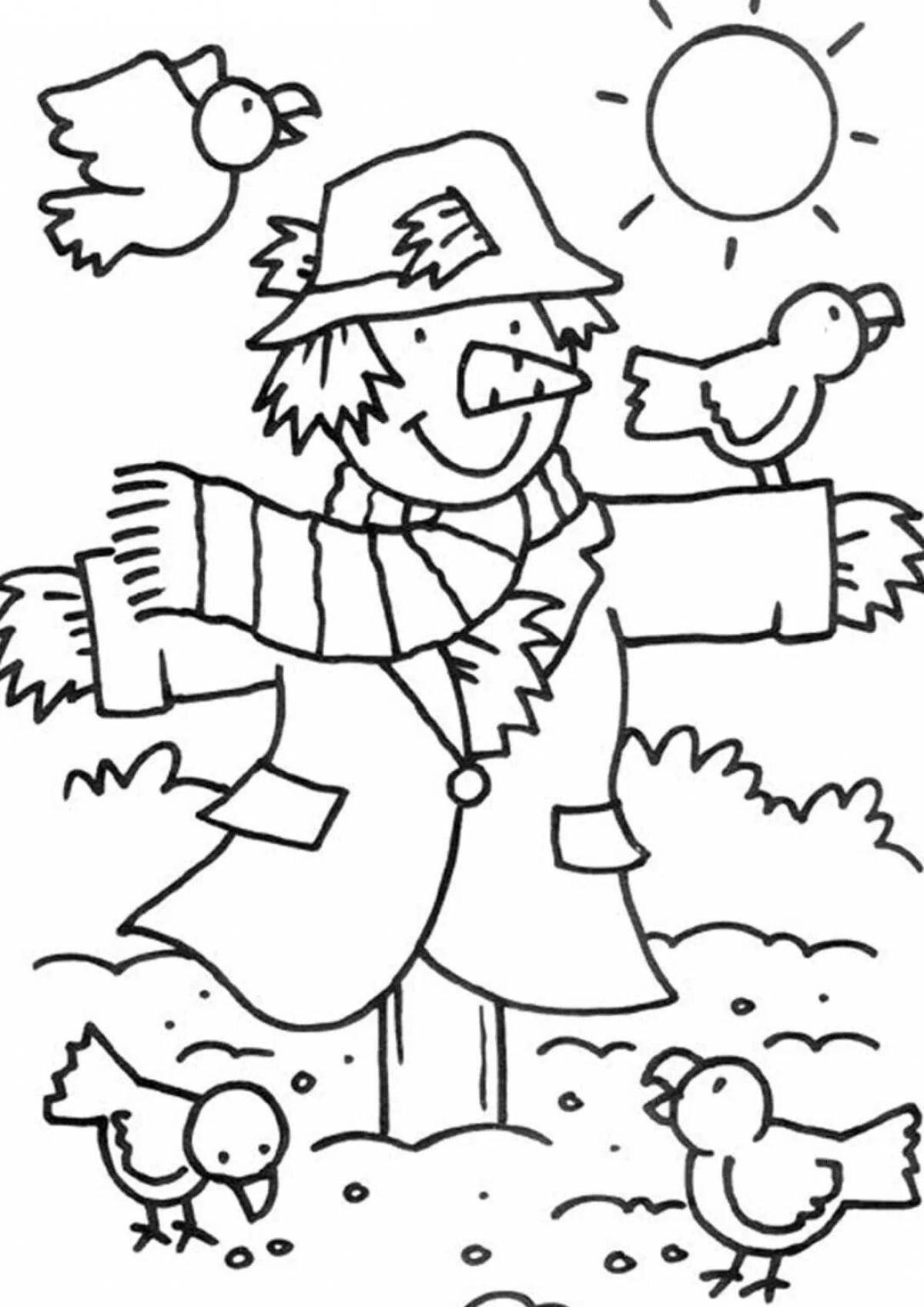 Humorous scarecrow coloring book
