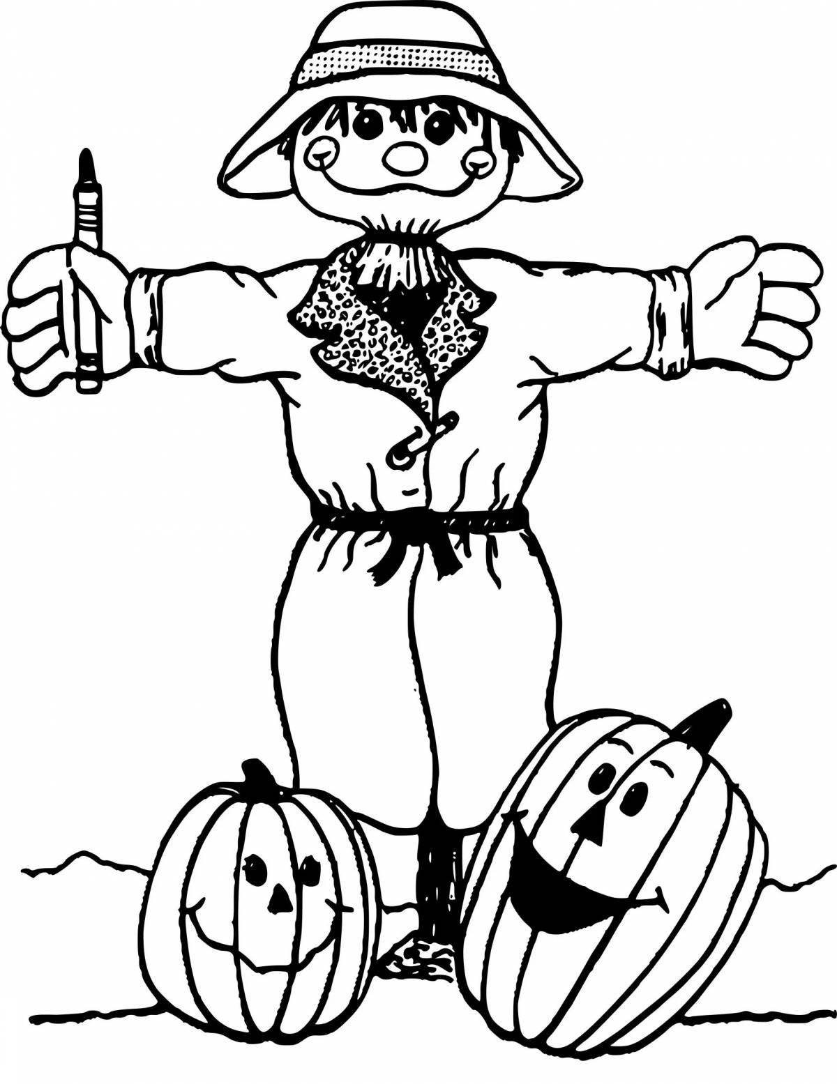Attractive scarecrow coloring page