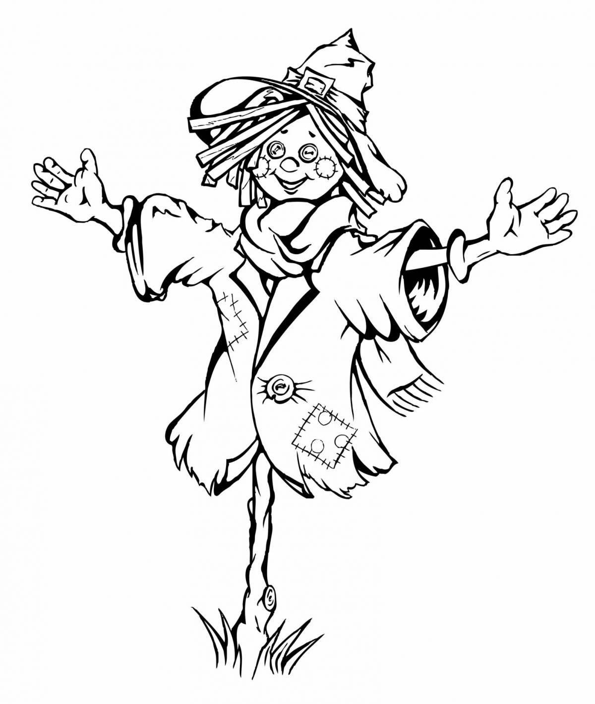 Colourful scarecrow coloring page