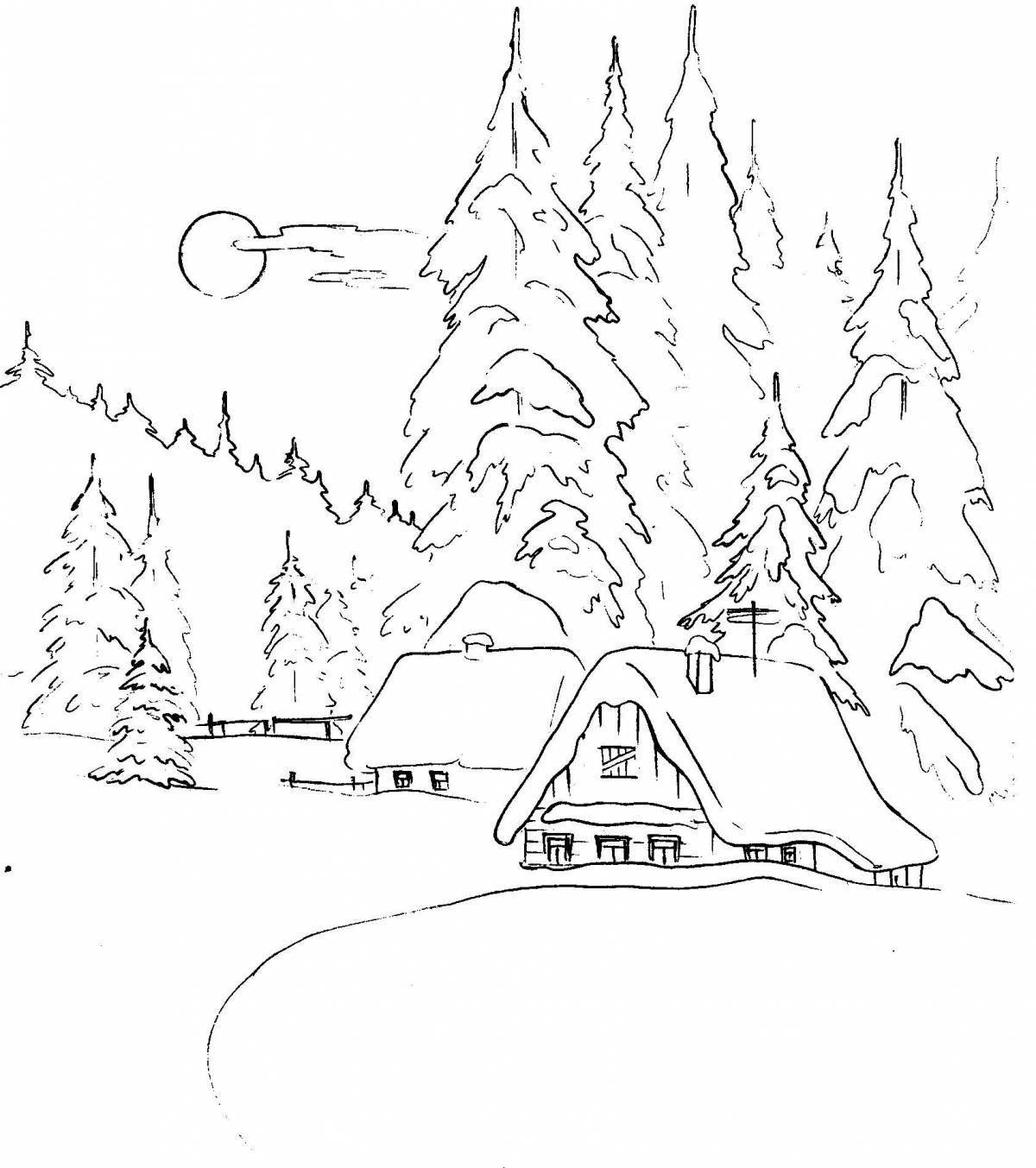 Gorgeous snowstorm coloring page