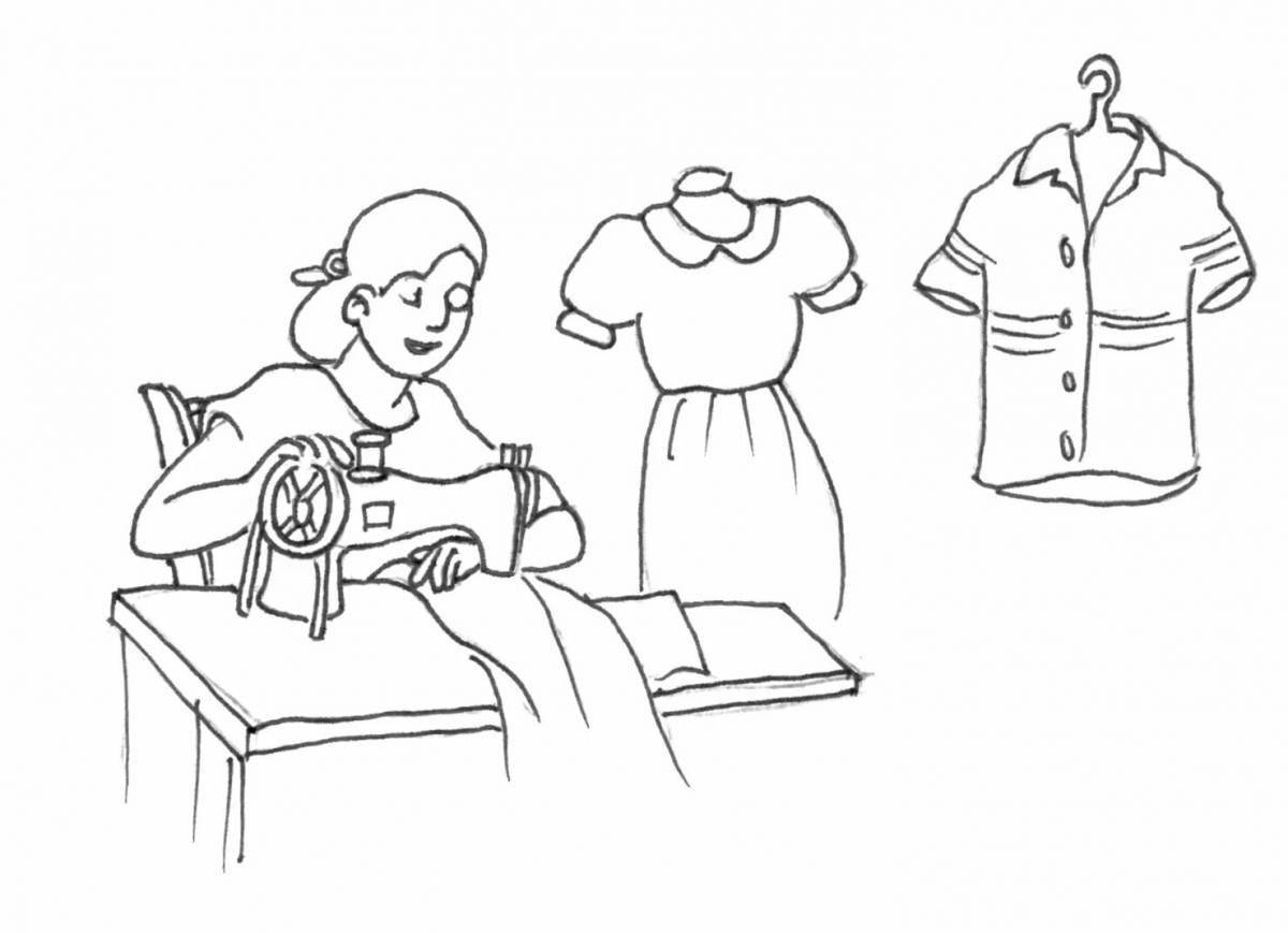 Красочная страница раскраски портного