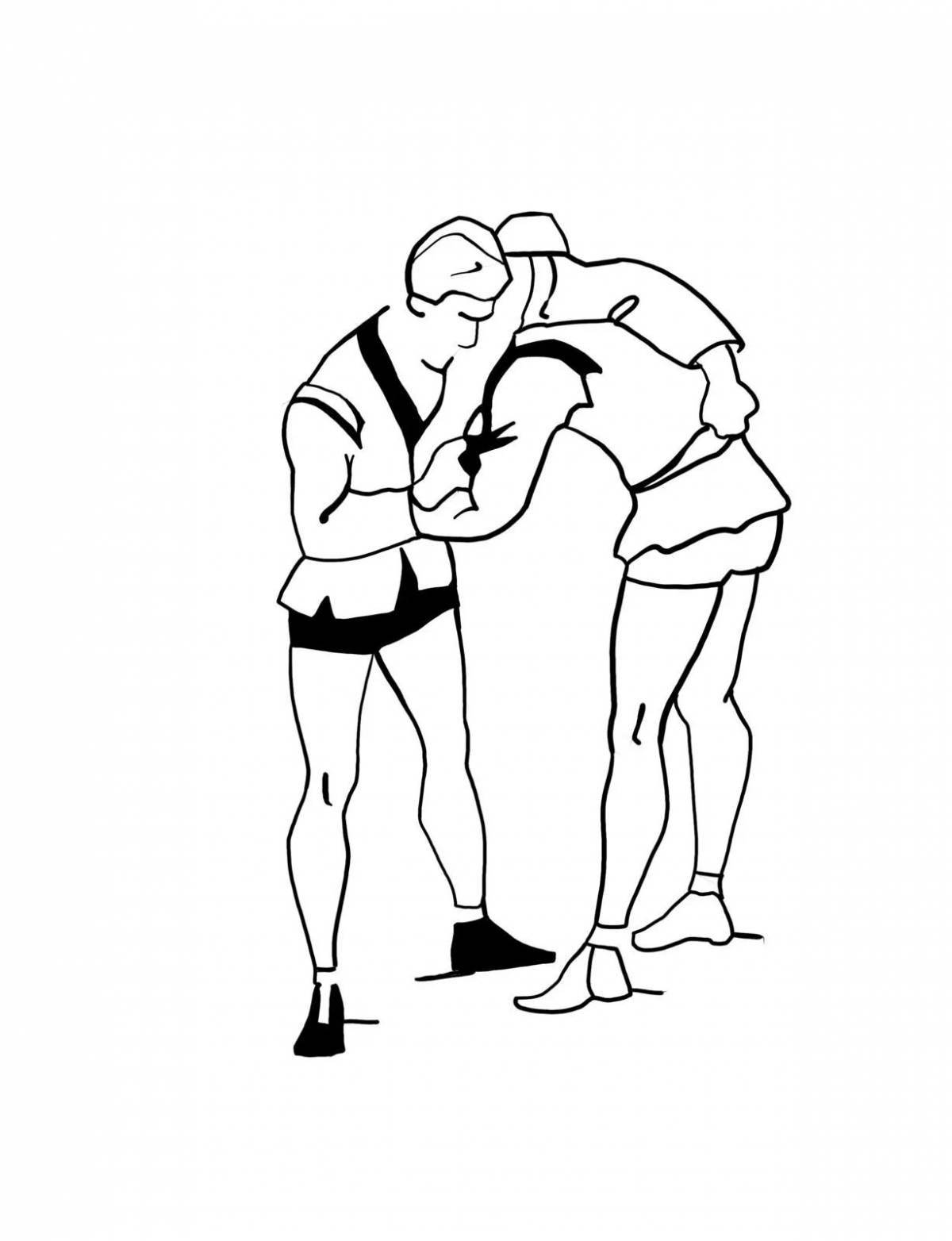 Colorful wrestlers coloring pages
