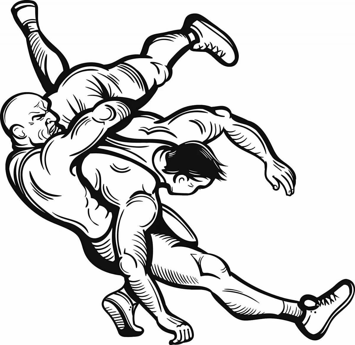 Sport coloring pages wrestlers