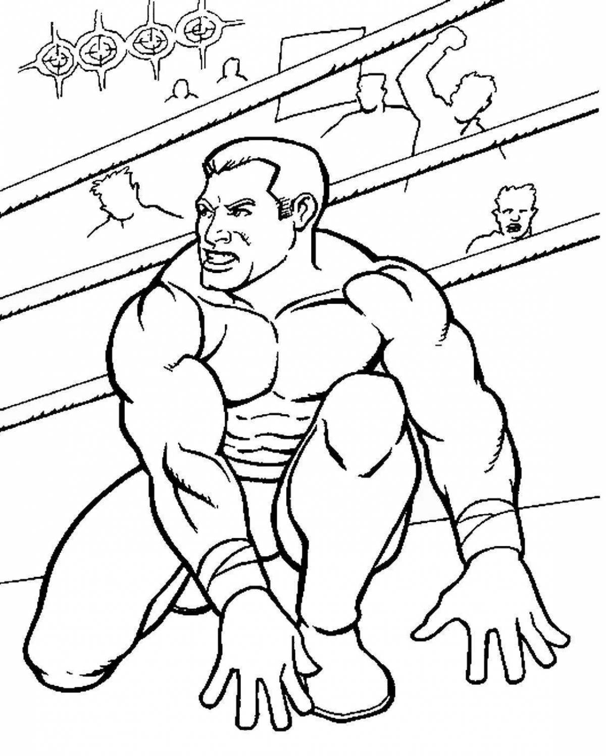 Energetic wrestlers coloring pages