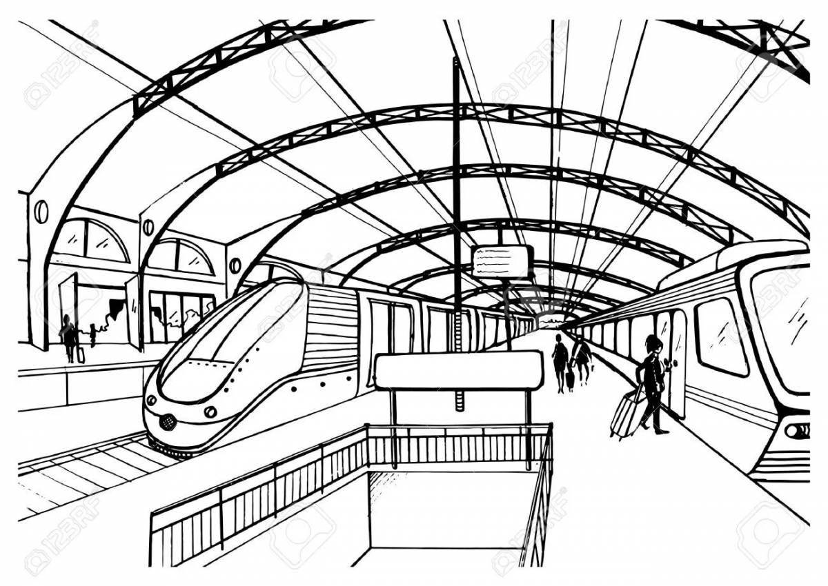 Playful subway coloring page