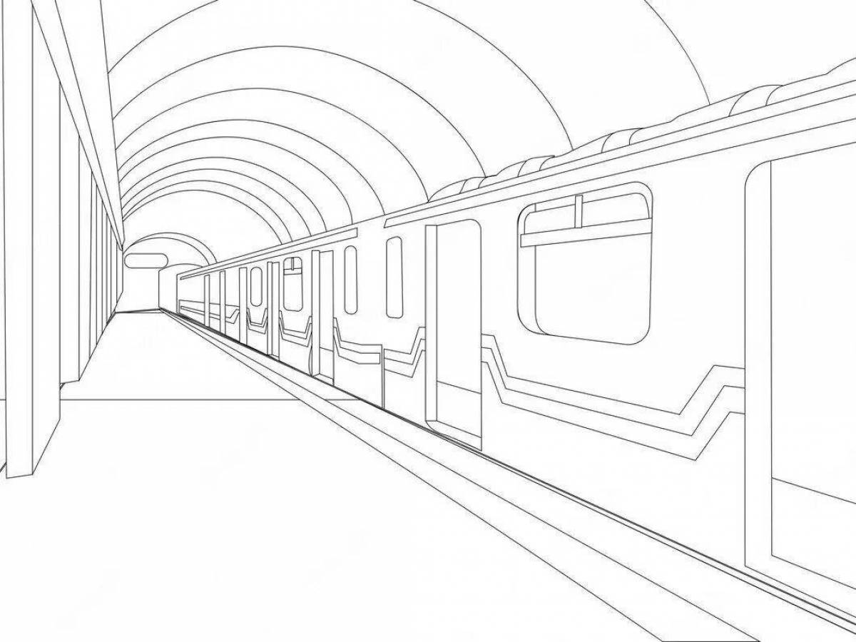 Анимированная страница раскраски метро