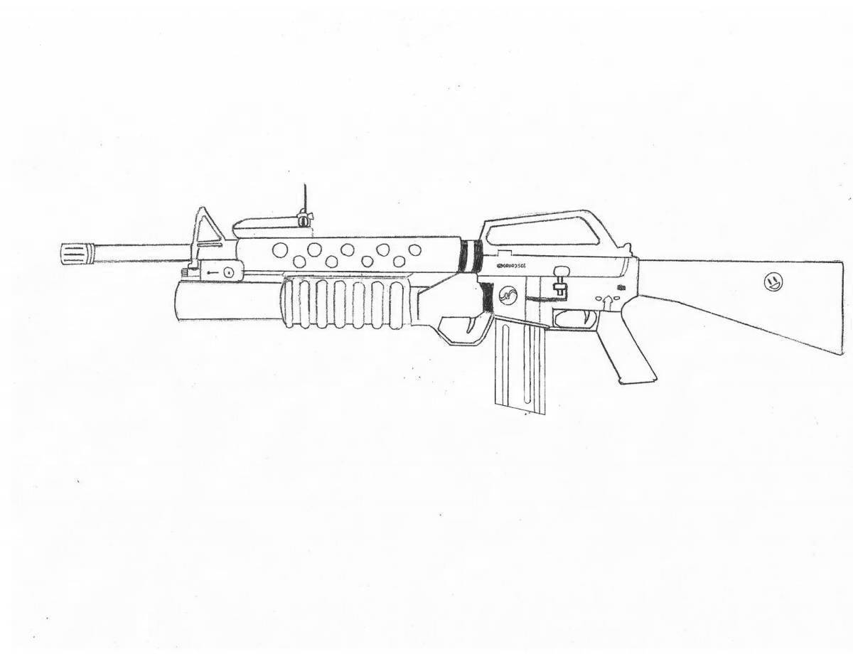 Colorful m4a1 coloring page