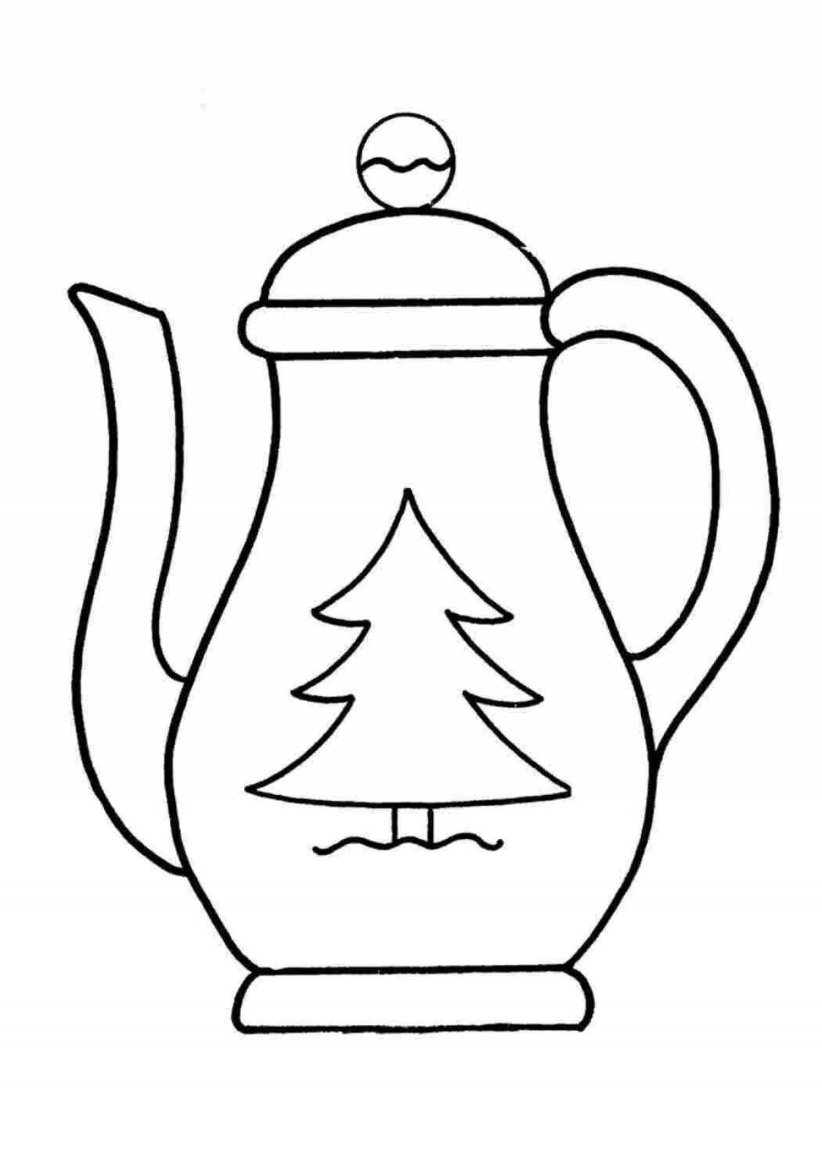Coloring book peaceful teapot