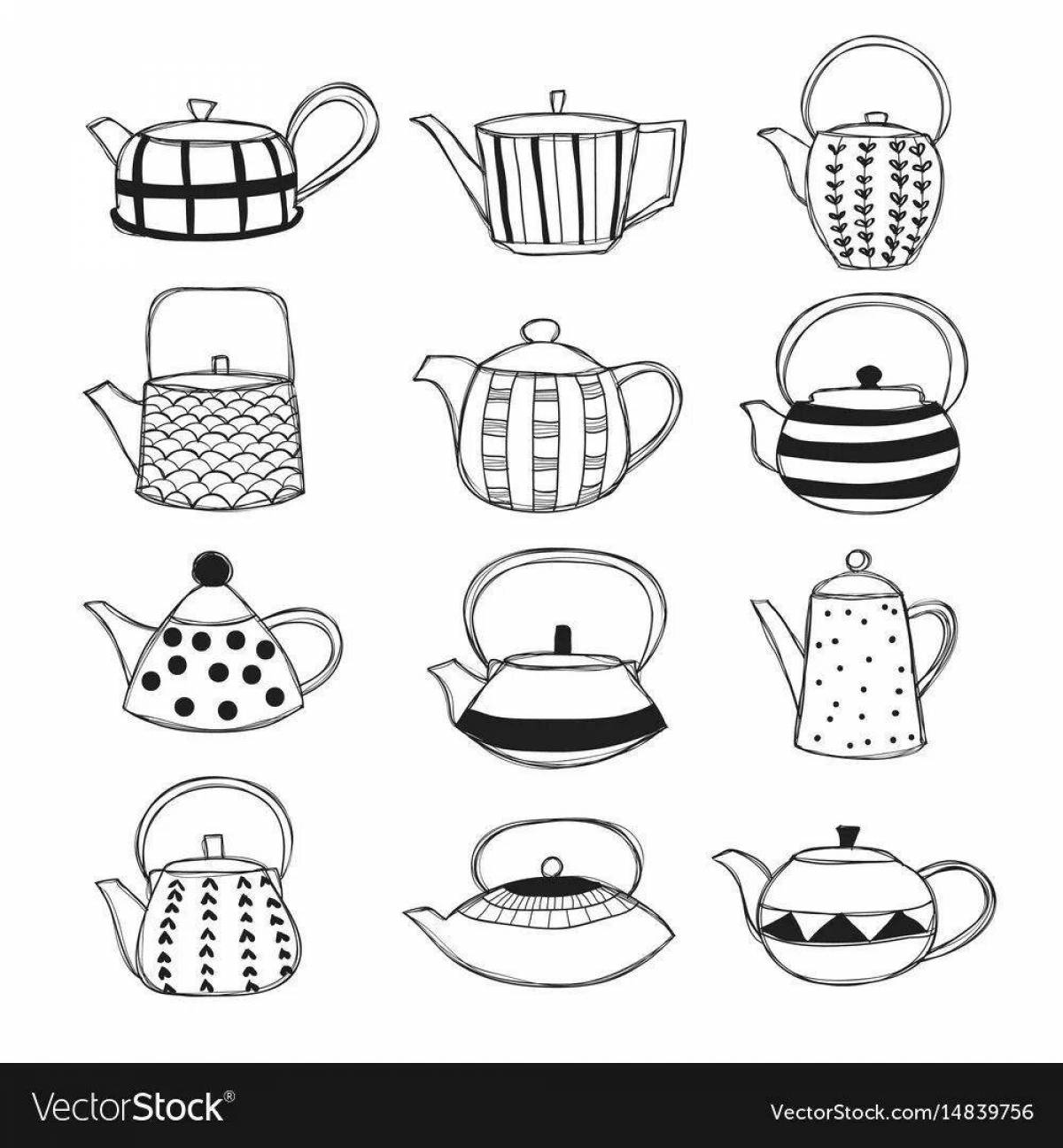 Gorgeous teapot coloring page