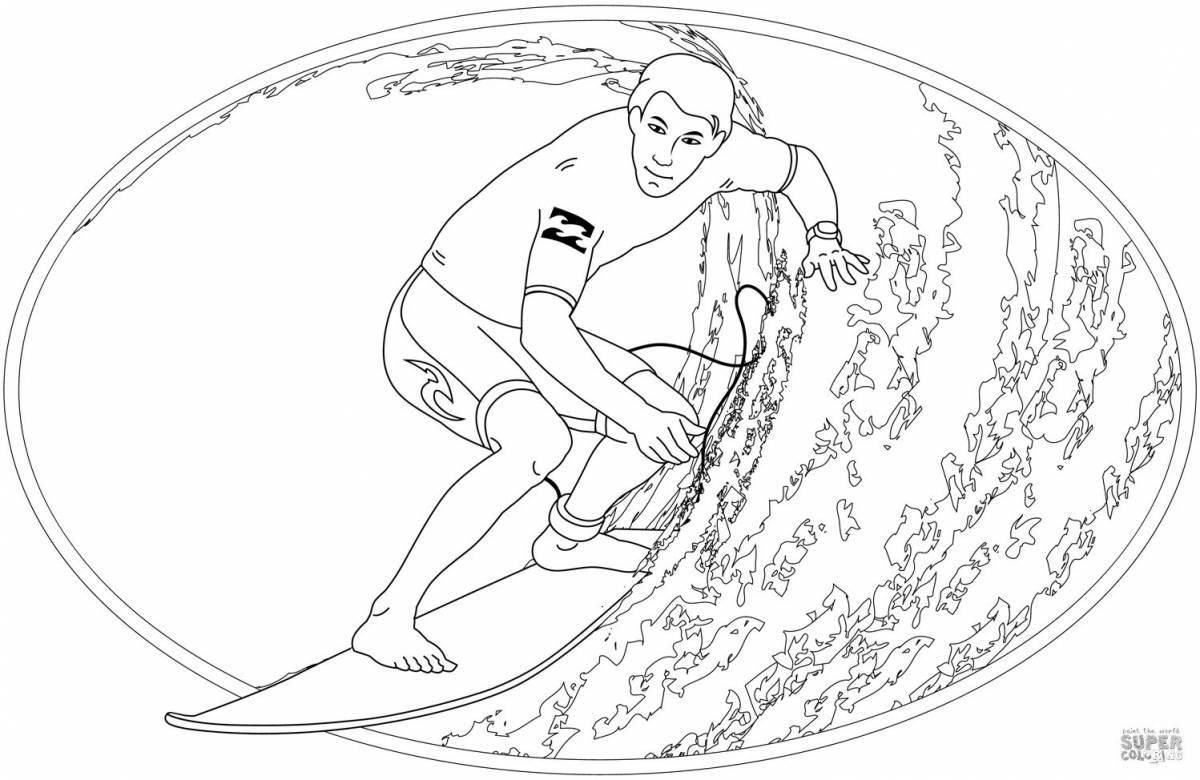 Colorful surf coloring page