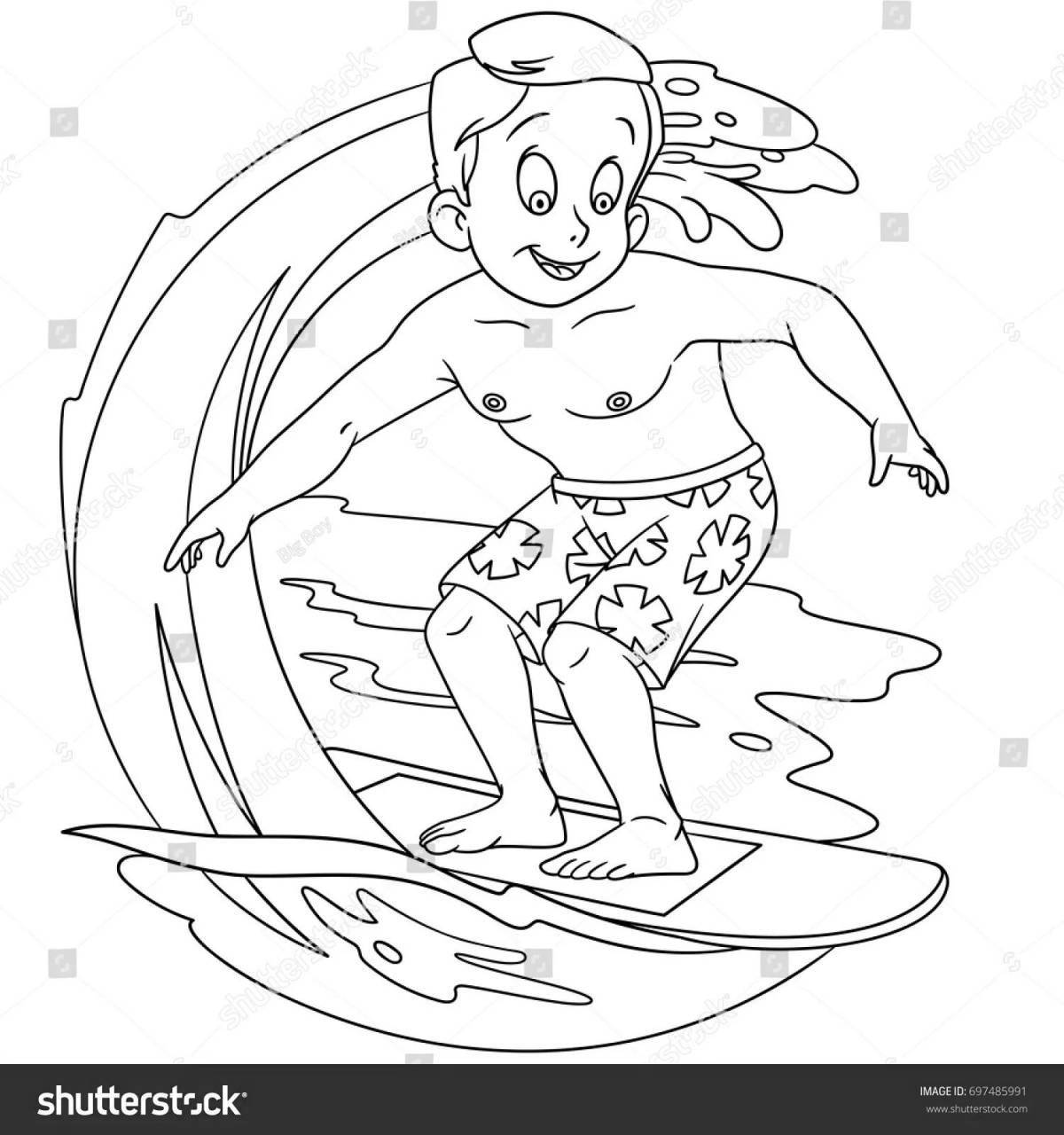 Живая страница раскраски серфинга