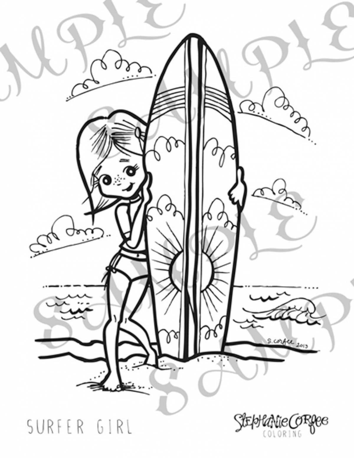 Exciting surf coloring book